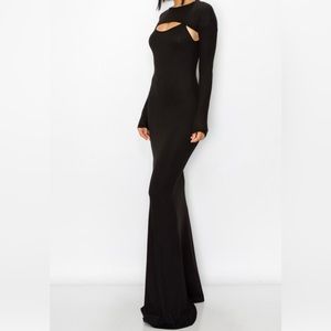 Black Two Piece Long Bodycon Dress